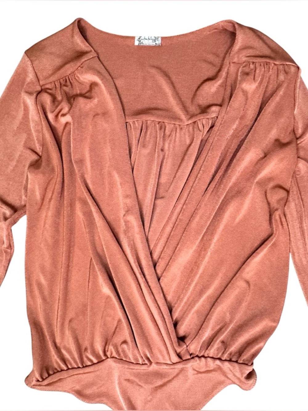 Intimately Free People Turnt Long Sleeve Thong Bodysuit, Ginger Spice, M - Picture 3 of 11